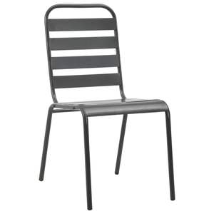 Chaises de patio en acier à lattes gris foncé, 4 pièces, ensemble de mobilier d'extérieur élégant - Product Image 2