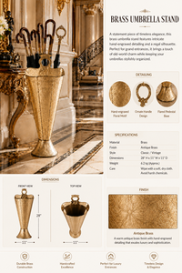 Paragüero de latón antiguo con capacidad para un solo paraguas, estructura decorativa de metal artesanal para vestíbulo de hotel - Product Image 6