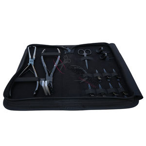 Kit completo de herramientas para extensiones de cabello con pinzas para aplicar cinta, removedor de microanillos, aplicador de cinta para cabello, agujas para trama, peine de cola y clip. - Product Image 1