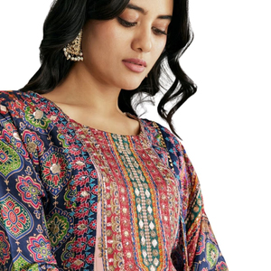 Salwar Kameez pakistanais d'été en dentelle, 100% coton naturel respirant, richement brodé, haute qualité, longueur genou, manches longues - Product Image 2
