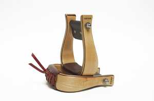 Estribos de madera para montura western con revestimiento de cuero y herrajes SUS304 para equitación - Product Image 4