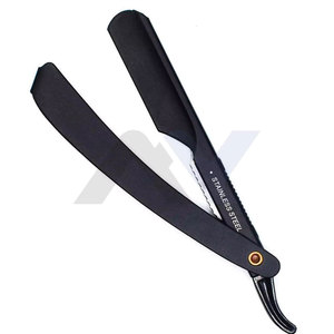 High Quality Stainless Steel Barber Shaving Razor American Straight Edge Black Matte Finish Foldable - Product Image 4