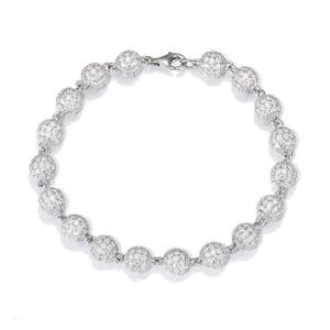 Luxury Women's 925 <b>Silver</b> Moissanite <b>Beaded</b> <b>Bracelet</b> Round Brilliant Cut Ball Micro Insert Everyday Wear Jewelry - Product Image 1