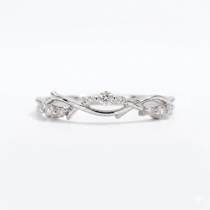 แหวนเพชรทรงใบไม้ CVD HPHT E VVS2 แบบ Eternity Lab Grown Diamond พร้อมวงแหวนเข้าชุดลายกิ่งไม้ ทองคำแท้ 14K สำหรับงานแต่งงาน - Product Image 1