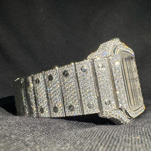 Relojes de Lujo para Hombre con Caja Cuadrada de Cuarzo, Esfera de Cristal, Aspecto Elegante y Prestigioso, Gemas de Color D, Moissanita VVS, Calidad de Primera, USA UK - Product Image 1