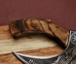 Cuchillo de Damasco Tradicional de Espiga Completa Multiusos, Cuchillo para Cortar Pizza, Hacha para Picar Carne, Cuchillo Utilitario, Cuchillo para Cortar Pizza, Hacha con Funda de Cuero - Product Image 4
