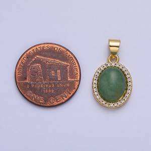 Green Aventurine Pendant 925 Sterling <b>Silver</b> 14K Gold Plated Bezel Micro Pave CZ Gemstone Charm Jewelry Gift - Product Image 2