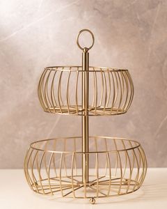 Polygon Metal Wire <b>Storage</b> <b>Basket</b> <b>Gold</b> Color Minimalist Design for Organization Single Tier - Product Image 3