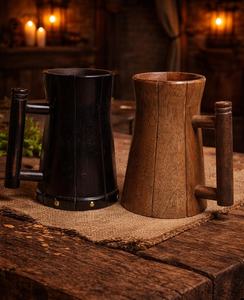 Chope à bière en bois rustique vintage personnalisée |   Verre à bière artisanal en bois de manguier, cadeau durable pour les garçons d'honneur - Product Image 3
