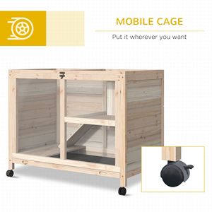 Gabbia in Legno con Ruote per Interni per Conigli, Porcellini d'India, Criceti - Ampia Area con Porta Bloccabile e Rampa - Recinto Naturale - Product Image 6