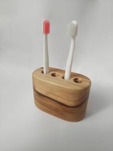 Handcrafted <b>Wooden</b> <b>Toothbrush</b> <b>Holder</b> Natural Bamboo Bathroom Counter Organizer Stand for <b>Toothbrushes</b> and Bathroom Accessories - Product Image 5