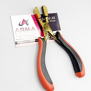 Pince droite dentelée en acier chirurgical Plasma Gold pour extensions capillaires, outil de fusion et de collage de colle pour extensions de cheveux - Product Image 4