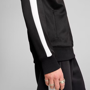 Wholesale <b>Men</b> Black Tracksuit with <b>White</b> Side Stripe Zip <b>Jacket</b> and Jogger Pants Two Piece Casual Sportswear Training Outfit Set - Product Image 6