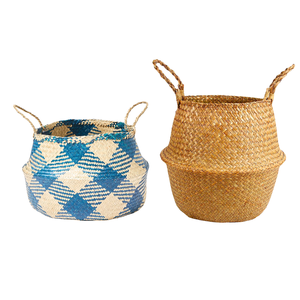 Decorative Handmade Straw <b>Belly</b> <b>Baskets</b> Eco-Friendly Storage <b>Basket</b> for Laundry Toys Rustic Woven Home Decor PHU HAO Brand Earth - Product Image 1