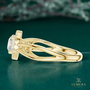 Anillo Halo con Diamante Cultivado en Laboratorio de Corte Redondo, Anillo Solitario Clásico para Mujer, Joyería Fina Clásica, Anillo de Promesa - Product Image 5