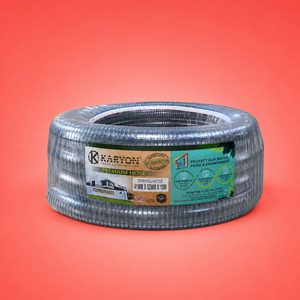 สายยางดูดน้ำแบบสปริง PVC ยี่ห้อ KARYON รุ่น CrystalFlow ขนาด 50 มม. x 20 ม. แบบยืดหยุ่น โปร่งใส ทนทานต่อสุญญากาศ สำหรับรดน้ำสวน - Product Image 1