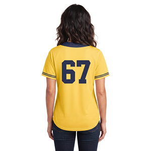 Maillot de baseball pour femmes, boutonné, de qualité supérieure, manches courtes, col en V - Product Image 2