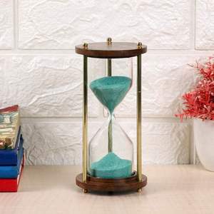 Wooden Hourglass Sand Timer with Metal Frame and Glass Chamber Decorative Desk <b>Clock</b> for Home Office Study Meditation - Product Image 6