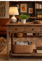 Table console moderne de luxe en bois de manguier massif, fabriquée à la main, sculptée à la main, pour l'entrée, l'hôtel, écologique, facile à nettoyer