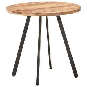 Tavolo da Pranzo in Legno Naturale Massello di Acacia Nera con Base in Ferro, Elegante e Resistente - Product Image 1