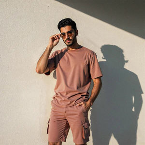 Conjunto de Camiseta y Pantalones Cortos Personalizados para Hombre, 100% Algodón Orgánico, Cuello Redondo Extra Grande, Traje de Dos Piezas de Alta Calidad para Hombre - Product Image 5