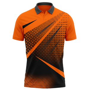 <b>Men's</b> Short Sleeve Polo Shirt Orange Black Geometric Print Quick Dry Polyester Sporty Regular Fit - Product Image 6