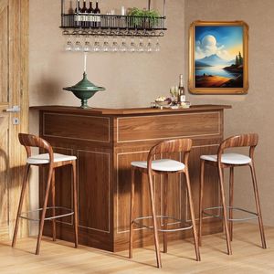 Mobile Bar Angolare a L a 4 Ripiani con Portabicchieri, Tavolo da Ricevimento per Vino e Liquori - Product Image 1