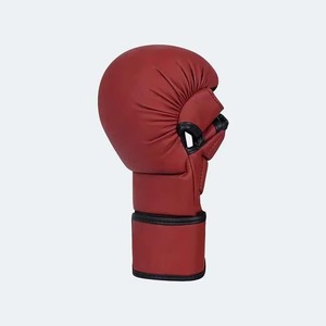 Guantes de MMA Rojos Premium con Acolchado Grueso, Profesionales para Boxeo, Sparring, Entrenamiento, Palma Abierta, Cuero PU, Correa de Muñeca Ajustable - Product Image 4