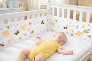 Protège-lit bébé en coton 100% biologique personnalisable, respirant, sûr, doux et réglable - Product Image 4