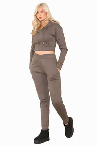 Conjunto Deportivo de Algodón Grueso para Mujer, Top Corto con Cremallera y Capucha, Pantalones de Chándal Ajustados, Costuras Resistentes, Ropa Deportiva para Gimnasio - Product Image 4