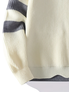 Suéter de Cuello Redondo para Hombre, Color Sólido, Transpirable, de Invierno, Tejido en Poliéster/Algodón, Manga Larga, con Logotipo Frontal - Product Image 4
