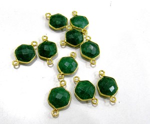 Lot de 5 connecteurs hexagonaux en émeraude teinte de 10 mm, plaqués, à double boucle, pour la fabrication de bijoux - Product Image 4
