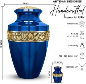 Regal Adult Aluminum Funeral Ashes Urn Cremation <b>Memorial</b> <b>Keepsake</b> Holder With Decorative Premium Matte Appearance - Product Image 4