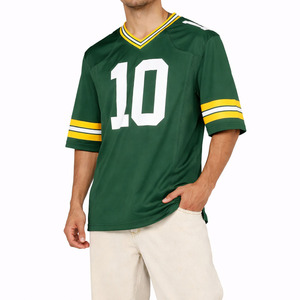 Maillot de football américain tendance vert de qualité supérieure en mesh respirant pour entraînement d'équipe, t-shirt de sport avec impression de numéro, commande en gros OEM - Product Image 1