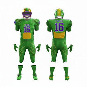 Concevez votre propre uniforme de football américain en taille adulte, nouveau modèle, 100% polyester, tissu en maille à manches courtes pour l'été - Product Image 1