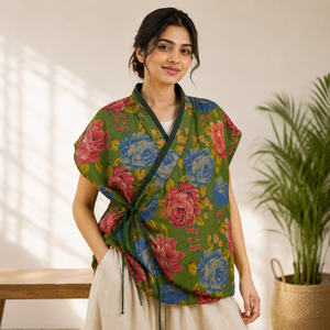 Chaleco Acolchado con Estampado Floral Personalizado BOHOBI para Mujer, Chaqueta sin Mangas con Relleno de Algodón, Estilo Kimono Bohemio, Chaleco de Invierno - Product Image 1