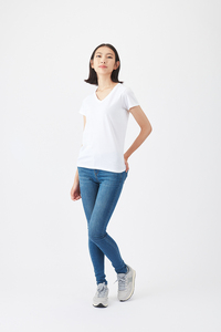 Nouveautés estivales, t-shirts à manches courtes pour femmes, col en V, hauts décontractés amples, t-shirts, service OEM, haute qualité - Product Image 6