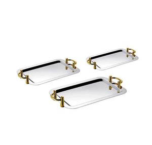 Wholesales Stainless Steel Serving <b>Tray</b> Set Arabic Gold Metal <b>Tray</b> For Royal Dinner Decorative Food Grade <b>Storage</b> <b>Tray</b> - Product Image 1