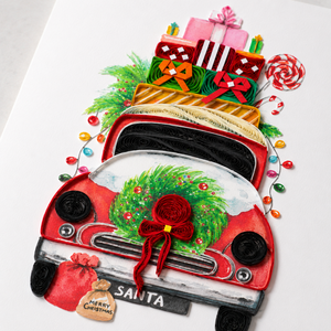 Custom Quilling Card Vintage Christmas Truck Design Theme Wholesale Print Santa Holiday Gift Greeting Card OEM/ODM Manufacture - Product Image 3