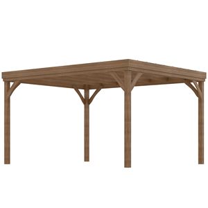 Pergola in Acciaio 3,66m x 3,05m con Ancoraggi in Metallo, Struttura in Legno e Metallo per Giardino, Patio e Cortile Esterno - Product Image 1