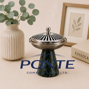 Deluxe Quality Green Marble Incense Burner with Stainless Steel Lid <b>Bakhoor</b> Burner for Home Aromatherapy Handcrafted <b>Oud</b> Censer - Product Image 2