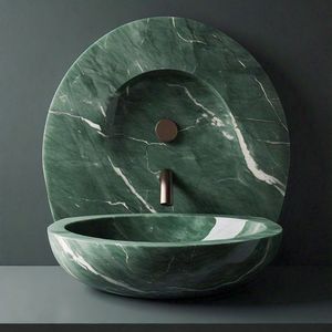 Lavabo Moderno de Mármol Esmeralda Natural con Desagüe para Proyectos de Baños de Lujo y Aplicaciones en Almacenes - Product Image 1