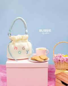 Bolso de Mano Tipo Cubo Mini para Mujer, con Cierre, Correa Ajustable, Diseño Arrugado Premium, para Compras y Uso al Aire Libre - Azul - Product Image 1