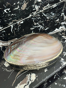 Luxury Iridescent Shell Jewelry <b>Box</b> Handmade Oval Decorative <b>Keepsake</b> Case - Product Image 2