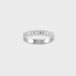 Anillo de media eternidad con diamantes de corte esmeralda de 0.85 quilates, oro de 14k, diamantes cultivados en laboratorio, color D, VVS, engaste de puntas, banda de boda para mujer - Product Image 5