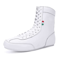 Chaussures de boxe blanches à tige haute, à lacets, respirantes, en cuir, pour hommes, avec prix abordable et service OEM ODM