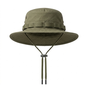 Custom Ripstop Common Boonie Hat Front Panel Wide Brim Outdoor Sun Hat Adjustable Chin Strap <b>Hiking</b> Fishing Camping OEM UV - Product Image 2