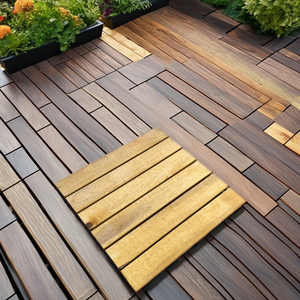 High Quality Modern Square Brushed Wood Grain Deck Tiles 30x30cm Outdoor <b>Patio</b> Balcony Terrace Garden Easy Install Waterproof - Product Image 1