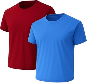 T-shirt pour homme à col en V avec bordure contrastée, imprimé en sérigraphie, polyester/coton, anti-rides, écologique, respirant, pour un usage quotidien - Product Image 2