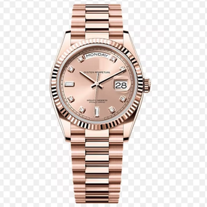 Rose Gold Luxury <b>Mechanical</b> <b>Watch</b> High Quality Limited Edition with Hidden Clasp Rose Gold Sunray Dial Diamond Baguette Markers - Product Image 1